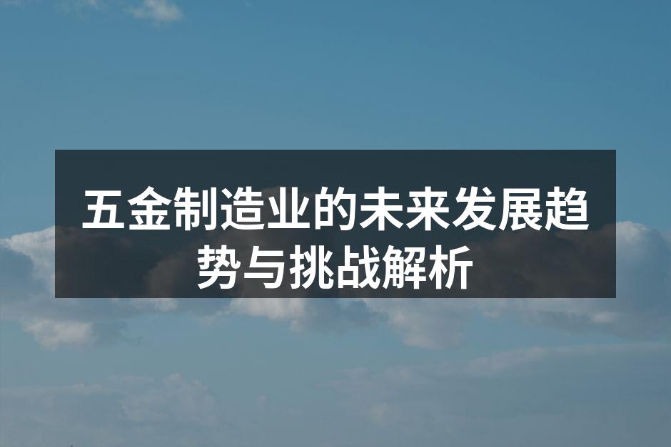 五金制造业的未来发展趋势与挑战解析